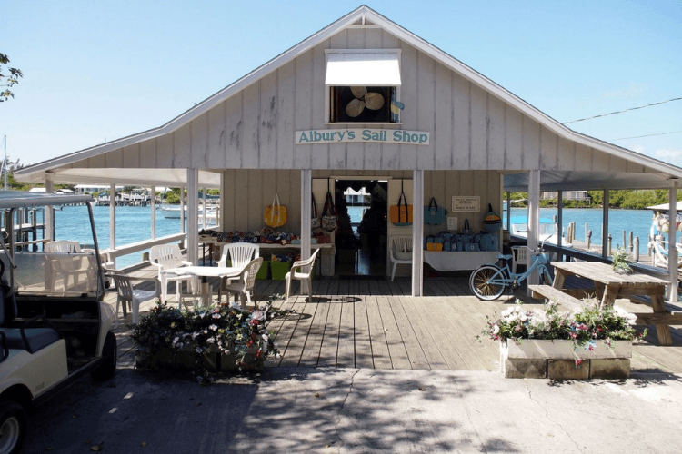 Shopping on the water at ‘Albury’s Sail Shop’ Marsh Harbour