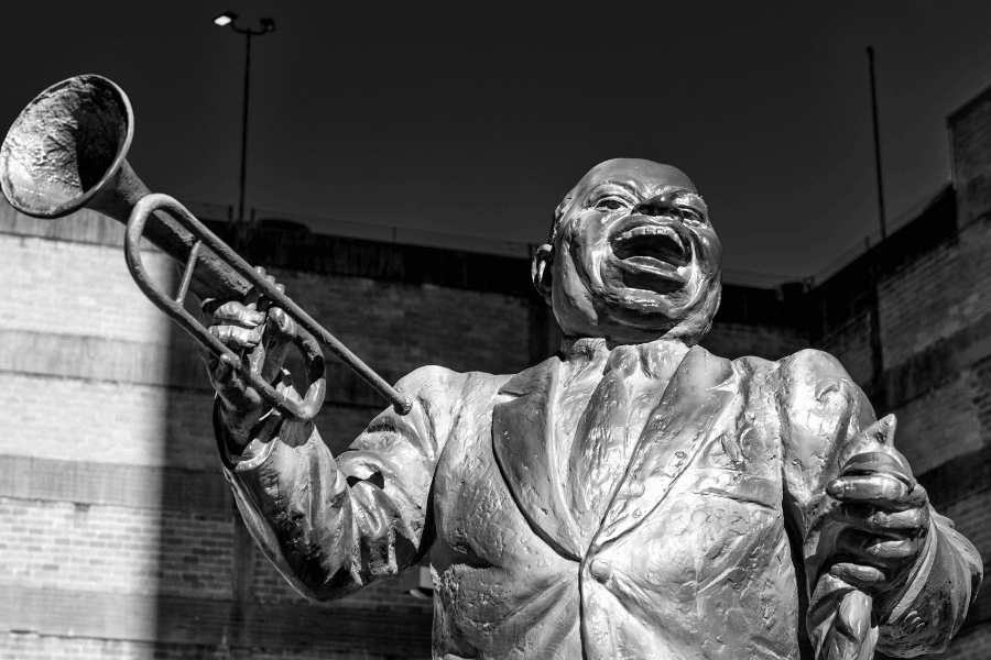 Famous Louis Armstrong Statue in New Orleans Highlighting Jazz H
