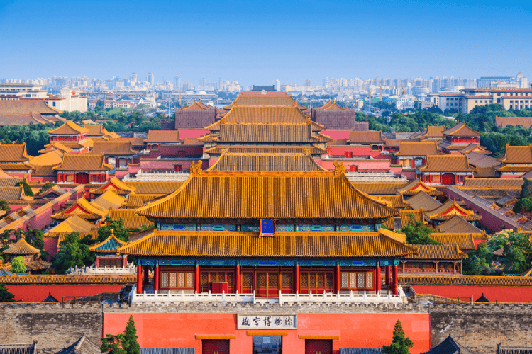 Top view of Forbidden City, Beijing China