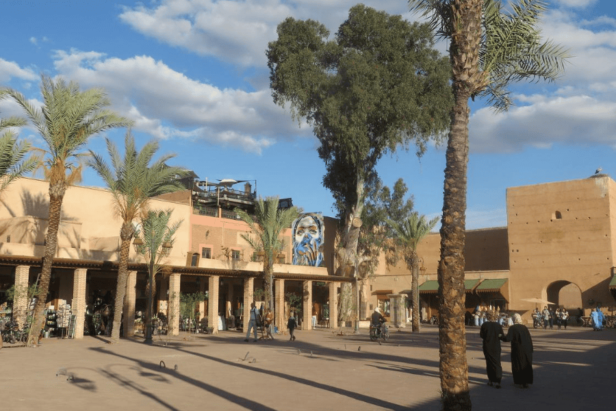 A sunny open plaza near Mellah, Marrakech