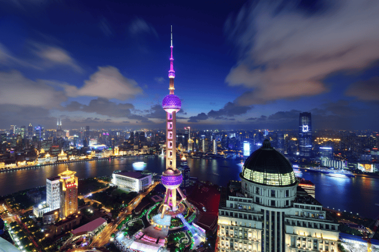 Top view of Shanghai Landmark: Oriental Pearl Tower