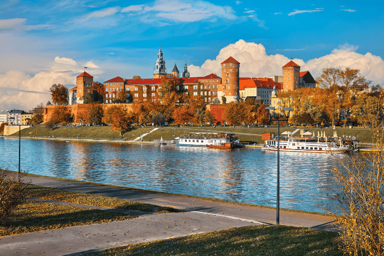 Wawel Castle and Vistula River in Krakow, Poland