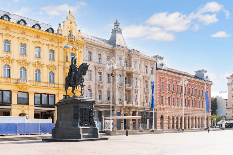 Ban Jelacic square, Zagreb, Croatia historic equestrian monument