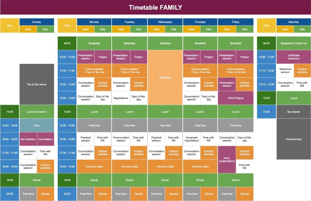 Calendar of schedule Angloville Poland
