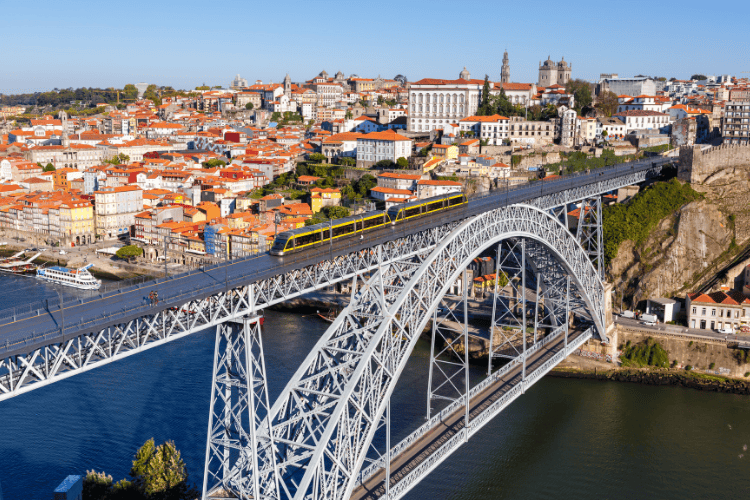 Porto Portugal with Bridge Ponte Dom Luis I Douro River