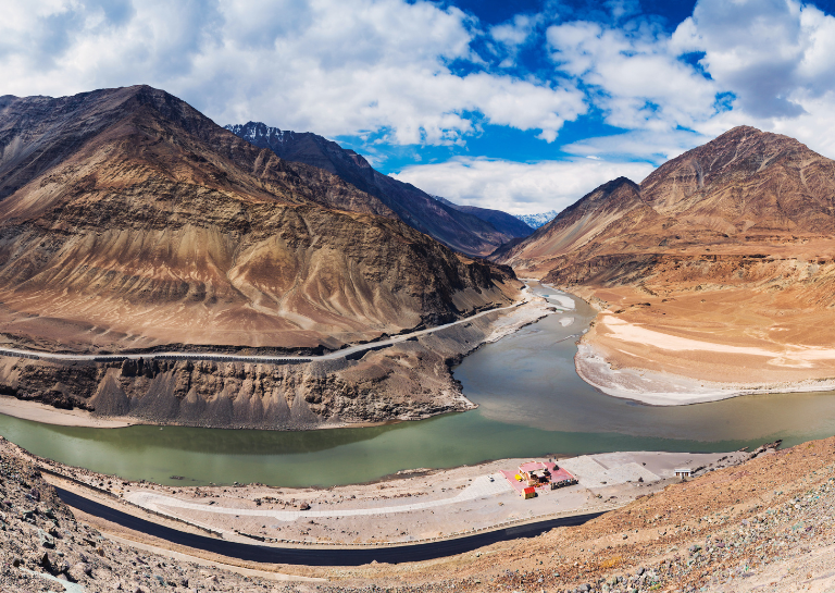 Confluence of Zanskar and Indus Rivers