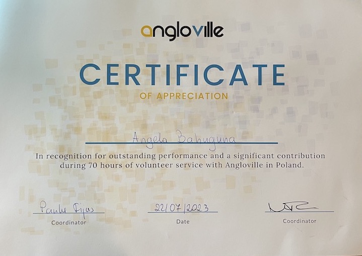 Angloville Poland -Certificate